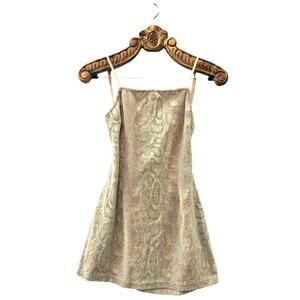 Urban Outfitters Dress Snake Textured Square Neck A Line Mini Strappy Tie Back S